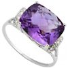 Image 1 : Cushion 10x12mm Amethyst & Diamond Gold Ring
