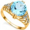 Image 1 : Beautiful 10k Gold & Blue Topaz, Diamond Ring