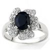 Image 1 : OVAL SAPPHIRE & 40-DIAMOND IN 0.925 SILVER RING