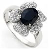 Image 2 : OVAL SAPPHIRE & 40-DIAMOND IN 0.925 SILVER RING