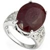 Image 1 : 10X12MM OVAL RUBY WITH DIAMOND -0.925 SILVER RING