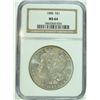 Image 1 : 1886 MORGAN SILVER DOLLAR, NGC MS-64  WITH SUPER COLOR ON THE REVERSE