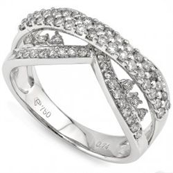 Stunning Pave Setting 0.75CT Diamond In 18K Gold Ring