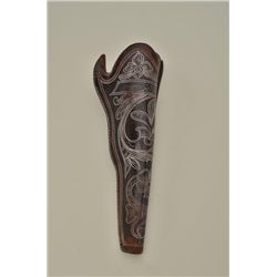 The finest known carved Slim Jim holster for 1860 colt Army marked Freund and BR (Denver, Colorado) 