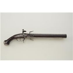 Wender swivel barrel flintlock long barreled pistol, probably Dutch, circa 1680-1710, .40 cal., 13” 