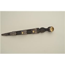 19th-century Scottish dagger with ornate sterling silver mountings set with large topaz jeweled acce