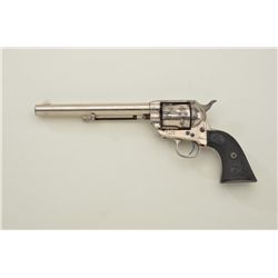 Colt SAA revolver, .45 cal., 7-1/2” barrel, nickel finish, checkered hard rubber eagle grips, #12194