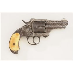 Merwin & Hulbert Third Model Pocket Army DA revolver, factory engraved with panel scene of an Americ