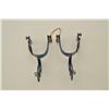 Image 8 : Very fancy unmarked E. Garcia style parade spurs with engraved silver overlays on fire blued body sh