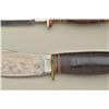 Image 17 : Lot of two belt knives including a Marble’s Pat’d 1916 with stacked leather grip and Marble’s leathe