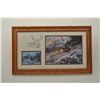 Image 2 : Two framed prints of elk signed H. Lambson dated 1987 in oak frame. Measuring approximately 10 ½” x 