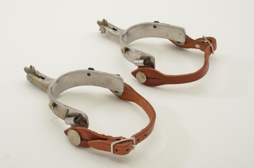 Bronc Riding Spurs 1 In Crockett Bronc spurs with stainless steel bodies and silver overlay on ...