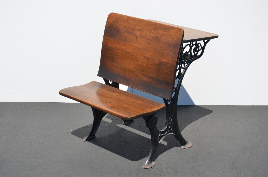 Antique old cast iron and wood school desk by A.H. Andrews & Co. of Chicago in overall very good con