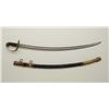 Image 2 : British Naval sword and scabbard, brass guard with lion’s head pommel, 32-1/4” unmarked curved blade