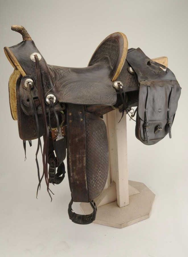 High Back Square Skirt Tooled Leather Saddle No Maker Marks Visible High Back Square Skirt Tooled Leather Saddle No Maker Marks Visible