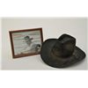 Image 2 : Resistol cowboy hat with wood framed photograph both signed by Sam Elliott and also autographed insi