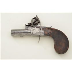 Napoleonic era French flintlock pocket-size pistol with small maker’s cartouche on bottom of barrel 