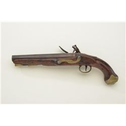 British light Dragoon flintlock pistol in .75 caliber with 9” barrel, brass mounted showing 1802 dat