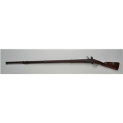 French flintlock musket, .69 cal., 48” barrel, brown finish, wood stock, three iron barrel bands, ir