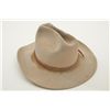 Image 2 : Classic style off-white cowboy hat with thin leather band in overall good condition showing staining