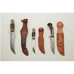 Lot of 3 stag handled knives in overall good condition. Est.: $100-$200