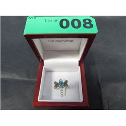 Sterling silver & fire opal  - dragonfly ring