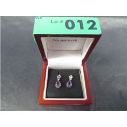 New amethyst & diamond drop earrings in silver
