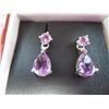 Image 2 : New amethyst & diamond drop earrings in silver