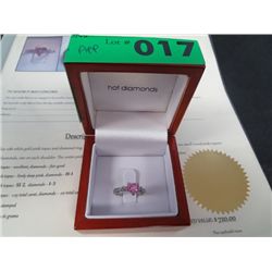 Pink topaz & diamond ring set in 10 kt white gold