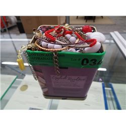 Tin of miscellaneous estate jewelry