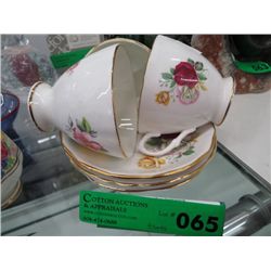Three English bone china cups and saucers