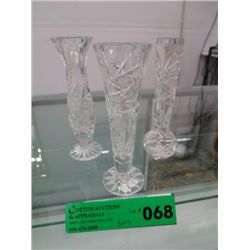 Three pinwheel bud vases 6" tall
