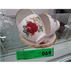 Three English bone china cups & saucers