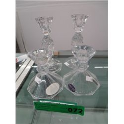 Two sets of crystal candle holders