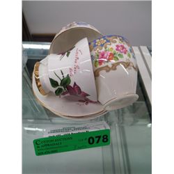 Three English bone china cups & saucers