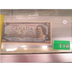 Old Canadian five dollar bill
