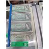 Image 1 : 4x 1954 Canadian  one dollar bills