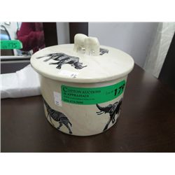 Carved stone lidded dish - 5" tall, 6" diameter