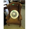 Image 1 : Upholstered brown wing back chair