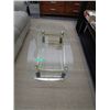 Image 1 : Coffee table, two end tables, brass & glass top