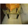 Image 2 : Coffee table, two end tables, brass & glass top