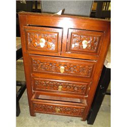 Carved rosewood cabinet with drawers
