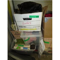 Three boxes of fabric and costume parts