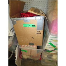 Three boxes of fabric and costume parts