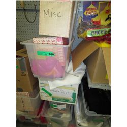 Four boxes of fabric and costume parts