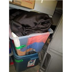 Two boxes of fabric and costume parts