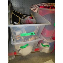 Two boxes of fabric and costume parts