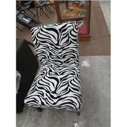 Zebra pattern upholstered chair, new