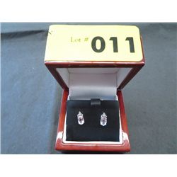 White topaz & diamond earrings