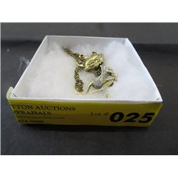 Antique bronze crystal swivel cat necklace